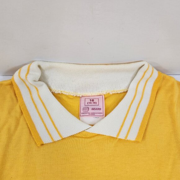 Vintage Girls Yellow Polo Shirt Sears Size 14-16 Casual - Picture 5 of 11